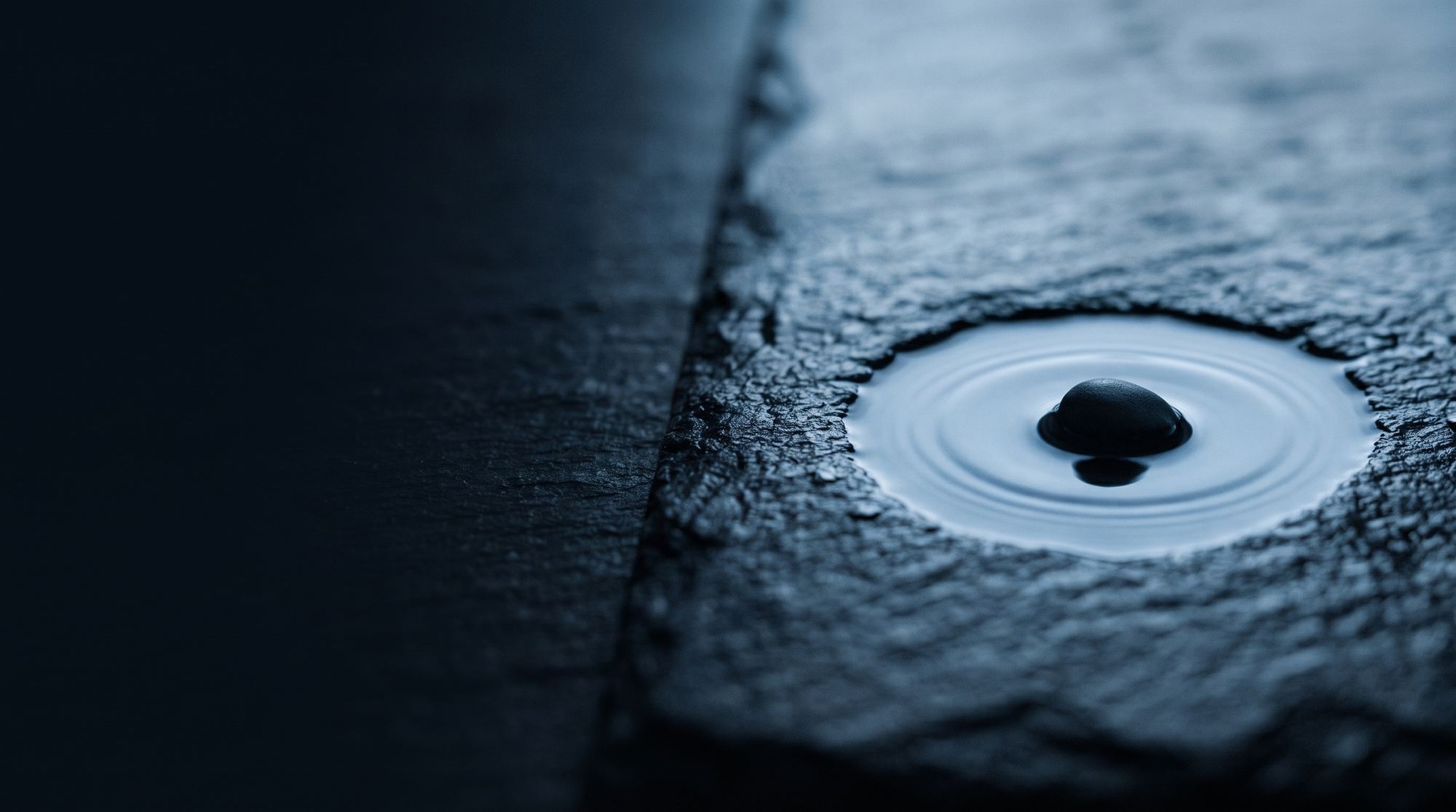 A pebble in a shallow pool, a first ripple