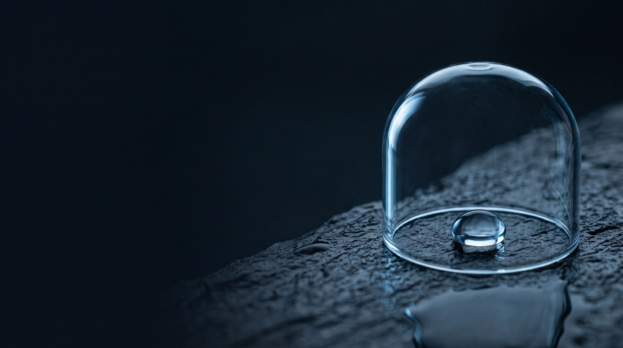 Une goutte sous une cloche de verre
